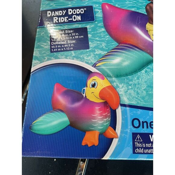 H2O GO! Inflatable Ride-On Pool Float "Dandy Dodo" Bird Heavy Duty Handles - Picture 2 of 2